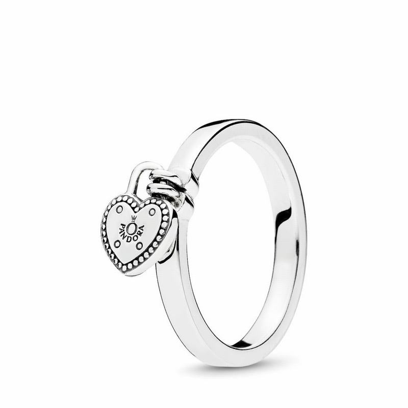 Pandora Australia Heart-Shaped Padlock Stackable Ring - Sterling Silver | PXZDEV984